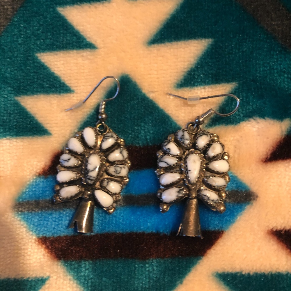 White Buffalo and Silver earrings